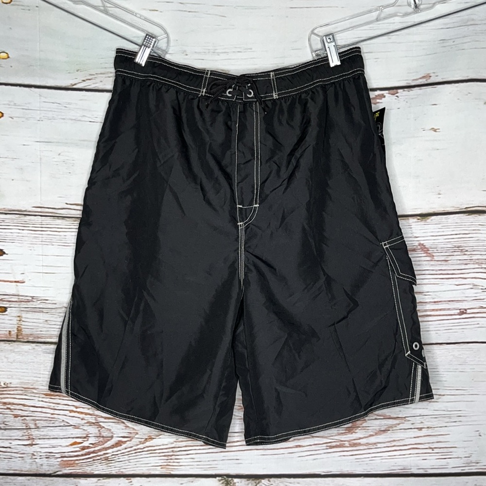 Mad Iguana Sportswear NWT Size XL Black Swim Trunks Shorts w/ Mesh Liner
